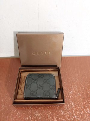 新品 義大利製 Gucci GG logo 真皮 零錢包