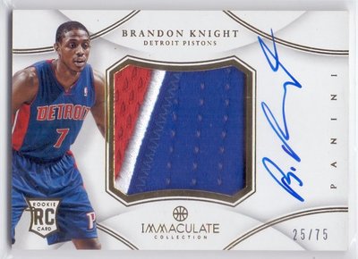 2012-13 IMMACULATE ROOKIE BRANDON KNIGHT 新人限量PATCH卡面簽 /75