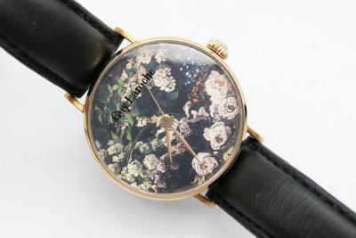 (小蔡二手挖寶網) Guy Laroche 姬龍雪 莫內 春天的花朵 油畫系列藝術腕錶 石英錶 全原裝 有行走 品優 商品如圖 1元起標 無底價