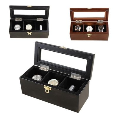 熱銷 質帶鎖扣高檔手錶盒首飾收納盒收藏盒展示儲物盒 3格