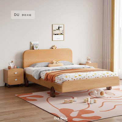 【大熊傢俱】DU 餅乾 床架 床組 櫸木 實木 原木 科技布皮 北歐 日系 無印風 奶油風