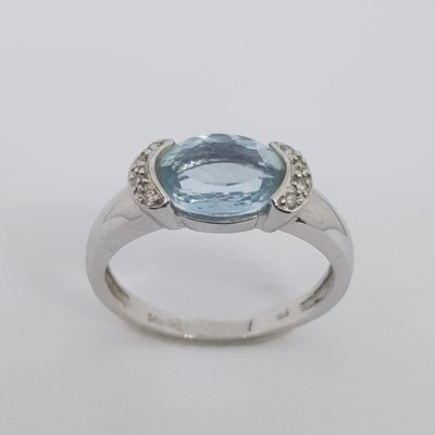 碧眼海藍石鑲鑽造型戒指(H9-R1656K-1)