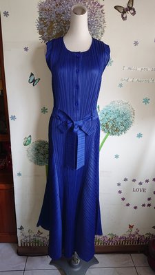 MOMA 寶藍色三宅一生風格款皺褶洋裝/連身裙(A71)