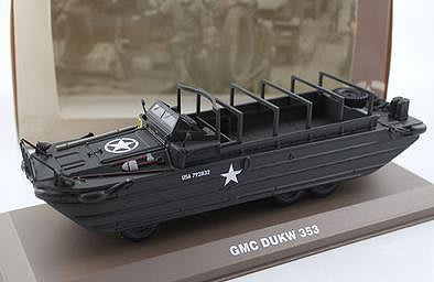 汽車模型 車模 收藏模型外貿1/43合金車模 GMC DUKW 353 水鴨兩棲軍車運輸車戰車模型擺件