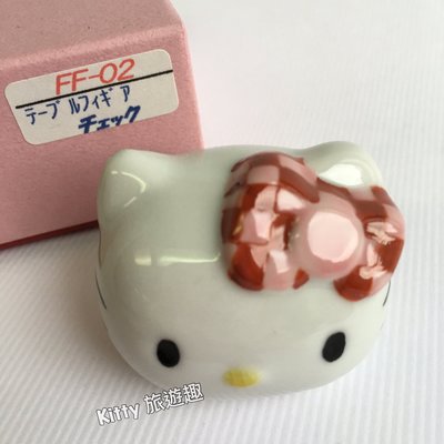 [Kitty 旅遊趣] Hello Kitty 筷架 日本製 九谷燒手工製 凱蒂貓頭筷架 瓷器 擺飾 收藏 紅色蝴蝶結