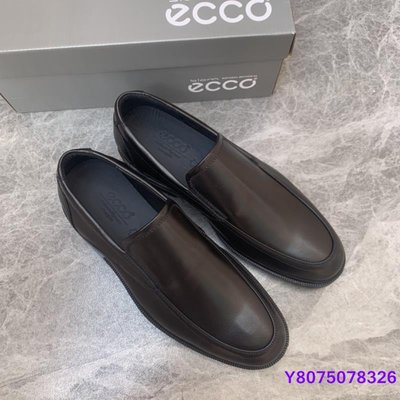 ECCO愛步 商務正裝皮鞋 百搭英倫休閒鞋 柔軟舒適 黑色~【潮鞋社】