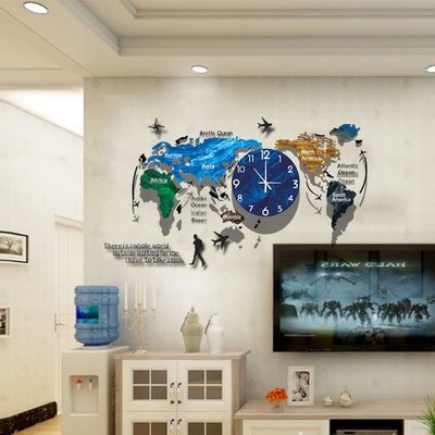 創意世界地圖掛鐘簡約裝飾時鐘個性時尚掛表客廳個性時尚家用鐘表