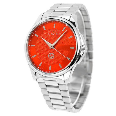 GUCCI  古馳 YA126370 手錶 40mm 橘色面盤 藍寶石鏡面 不鏽鋼錶帶 男錶 女錶