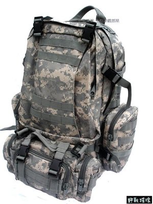 【野戰搖滾-生存遊戲部屋】MOLLE模組化戰術大背包(ACU) -含多功能戰術腰包雜物包 登山背包