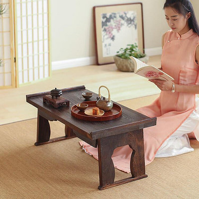 可開發票-功夫茶具-日式實木矮桌榻榻米小茶桌折疊電腦桌床上桌飄窗桌和室炕桌炕幾