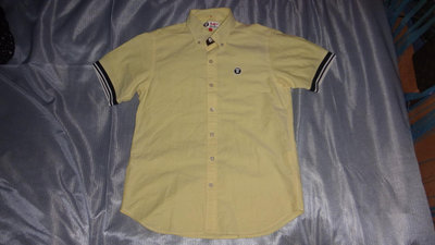 ~保證真品全新的男款 Aape 黃色短袖丹寧布襯衫S號~便宜起標底價標多少賣多少