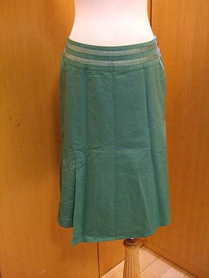 8【GOZO】綠色鑲絲刺繡印花民族風短裙~3