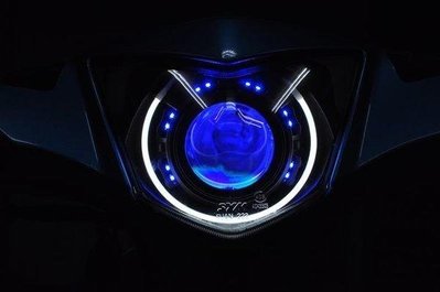 SYM RX GR GT共用 遠近魚眼HID大燈模組改裝 黃金甲飾圈 LED內外光圈 天使眼 惡魔眼 40W55W H1