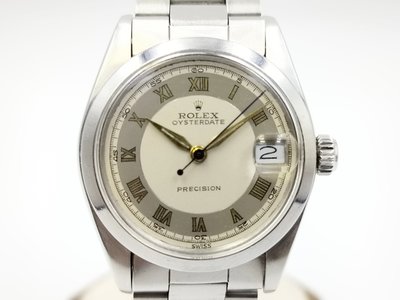 【發條盒子k0132】ROLEX 勞力士Oyster Precision羅馬白灰面 手上鍊不銹鋼 經典中型錶款6420