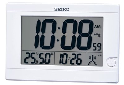 14484A 日本進口 正品 SEIKO 白色日曆座鐘桌鐘 牆壁上壁掛式溫溼度計時鐘LED顯示電子鐘電波時鐘