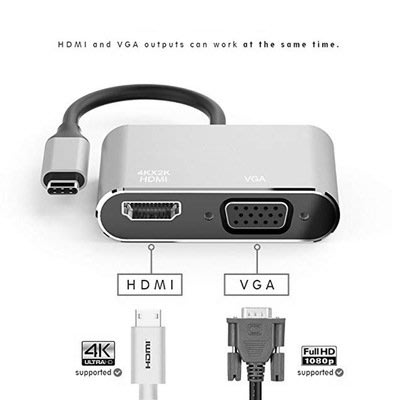 品名: USB3.1 Type-C視頻線，USB3.1 Type-c To HDMI母+VGA母頻轉接線(顏色隨機) J