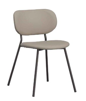 【風禾家具】QA-180-12@KT米白色皮餐椅【台中市區免運送到家】 洽談椅 造型椅 休閒椅 書椅 金屬腳座 傢俱