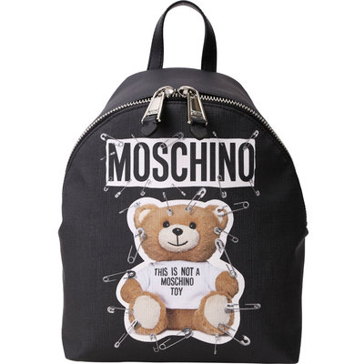 （🎉已售）近全新全配正品有保卡✨ MOSCHINO 中型 別針泰迪熊印花後背包