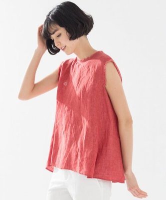 23區頂級亞麻LIBECO美美磚紅色無袖襯衫