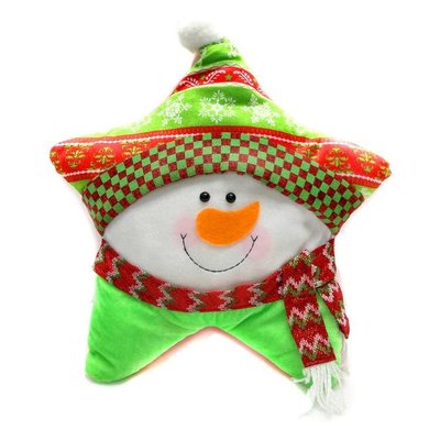 『心可樂活網』超萌聖誕快樂五角星抱枕靠枕-圍巾雪人YS-CTD018006