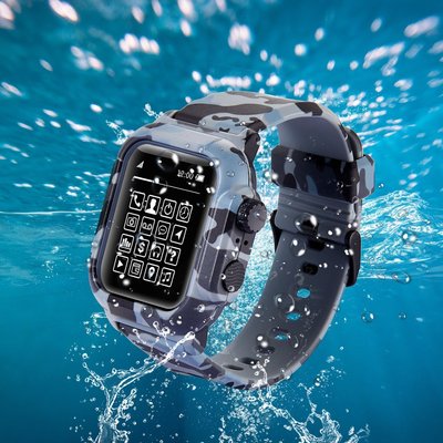 100％原廠手錶配件 適配蘋果Apple 新iwatch2 3新 4 5 防水防摔一體保護殼硅膠運動手錶帶