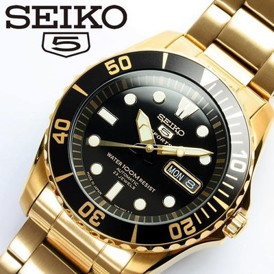 【金台鐘錶】SEIKO 精工錶 經典復刻100m 潛水錶 ( 日本原裝)(金色) SNZF22 SNZF22J1
