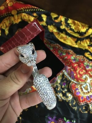 Cartier同款訂製 金錢豹手環 晶鑽皓石 藍寶石珠寶鑲工