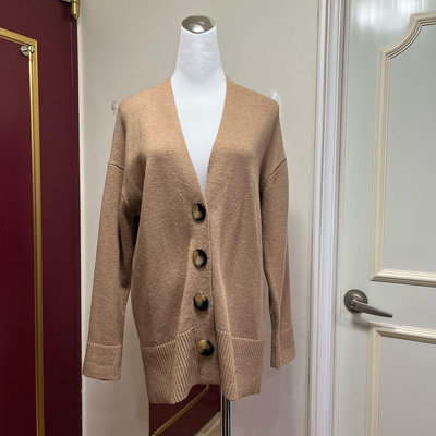 Massimo Dutti 駝色 羊絨 羊毛 寬鬆版型 長袖 排扣 針織外套 羊毛針織外套 xs