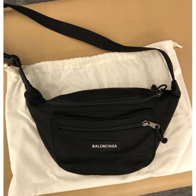 【二手】Balenciaga 巴黎世家 黑 logo 腰包 帆布 後背包