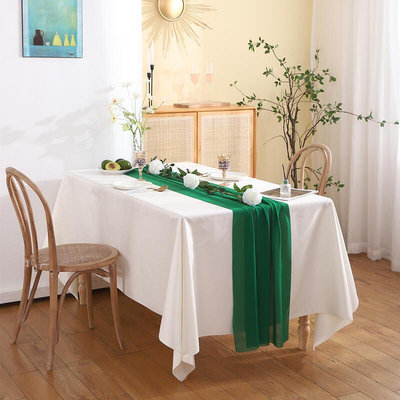 簡約代雪紡桌旗簡約純色甜品臺桌巾宴會派對家用餐桌裝飾桌旗