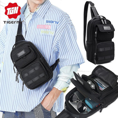 泰格奴/Tigernu 運動胸包 時尚歐美工裝挎包 男生戶外運動潮牌斜挎包  側背包 胸包 T-S8219
