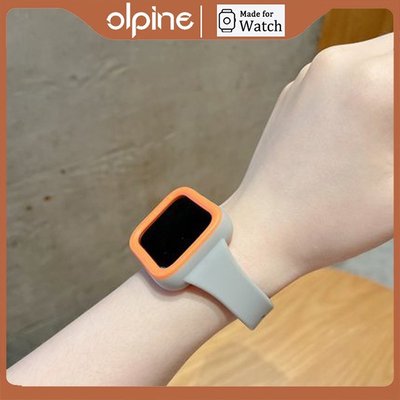 適用於apple watch糖果雙色矽膠一體錶帶 蘋果手錶矽膠一體錶帶 iwatch細腰矽膠一體錶帶41/45mm錶帶