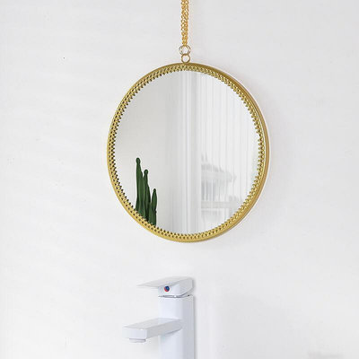 【現貨】復古宮廷風墻上圓形鏡子衛生間浴室化妝鏡小掛鏡梳妝鏡掛墻式壁掛