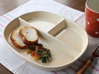 艾苗小屋-日本製美濃燒橢圓形午餐盤