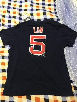MLB Majestic波士頓紅襪隊林子偉背號5號T恤 （丈青色）