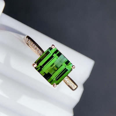 【高品珠寶】天然極品電光綠碧璽戒指【裸石】：約3.66ct【規格】： 裸石7.2x7.8mm【】：3588【0202