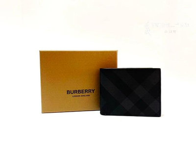 台南店 遠麗全新二手名牌館~V3027 Burberry 經典黑灰斜紋PVC對開6卡短夾80174671