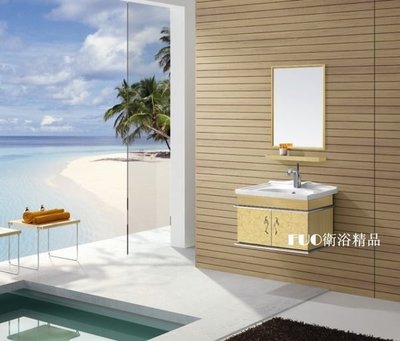 FUO衛浴: 60公分 時尚 不鏽鋼浴櫃組(含鏡子,龍頭整組) (3413)