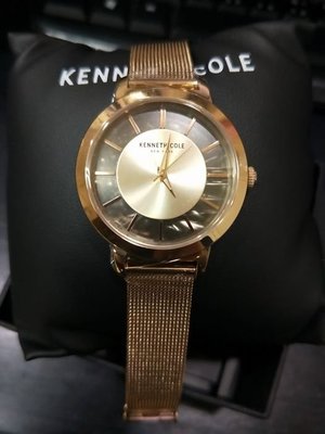 [永達利鐘錶 ] KENNETH COLE (KC) 玫瑰金殼鏤空黑面米蘭帶女錶 /38mm/KC15172002