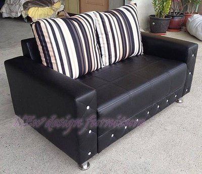 【N D Furniture】台南在地家具-簡約晶鑽厚乳膠獨立筒雙人皮沙發黑咖兩色可挑