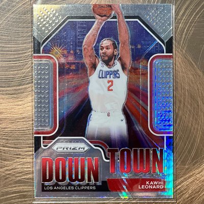 銀亮特卡。2020-21 Panini Prizm Basketball Silver #14 Kawhi Leonard Downtown Insert