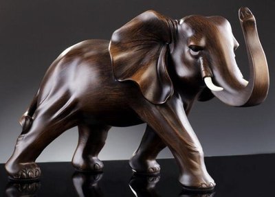 日式 木頭感 大象動物開運招財 保平安辦公室客廳裝飾品室內裝潢品擺件擺設品