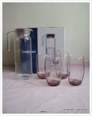 《煙薰草堂》Luminarc 樂美雅冷水壺杯組 N5172 ~ 一壺四杯 玻璃