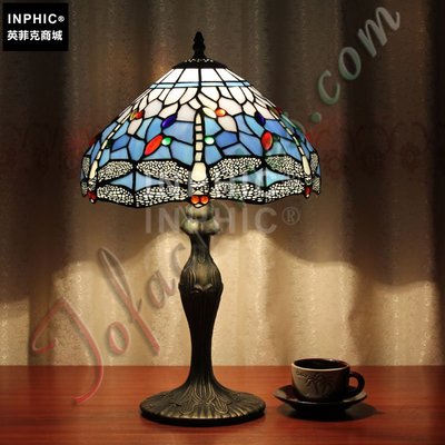 INPHIC-田園地中海藍蜻蜓珠子玻璃歐式手工創意藝術品檯燈_S2626C