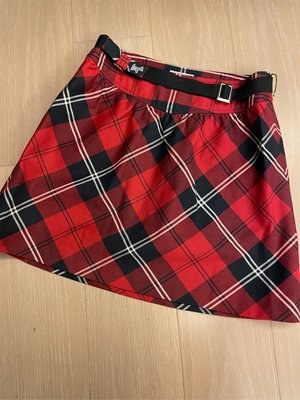 Scottish house 紅色格子腰帶短裙