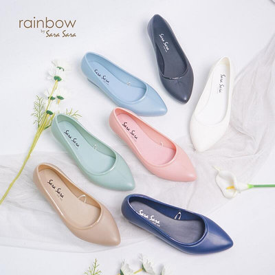 果凍鞋女 平底鞋橡膠 女品牌進口sarasara Rainbow