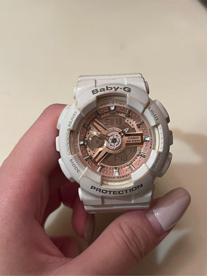 Baby-G玫瑰金白色手錶