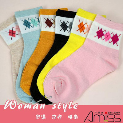Amiss【B801-43】流行提花少女襪-43(4雙入)
