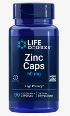 美國 Life Extension，高效能 鋅(Zinc Caps),50mg,90粒素食膠囊(頂級品牌)＊百合麻雀＊