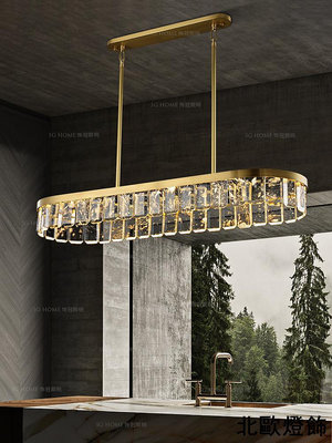 全銅水晶吊燈 現代創意飯廳純銅水晶客廳主燈設計感圓形